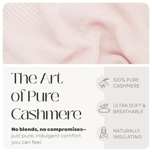 Velanio Cashmere 100% Cashmere Knitted Wrap Pashmina Shawl Extra Large Scarf Stole for Women Travel - color: Pale Pink