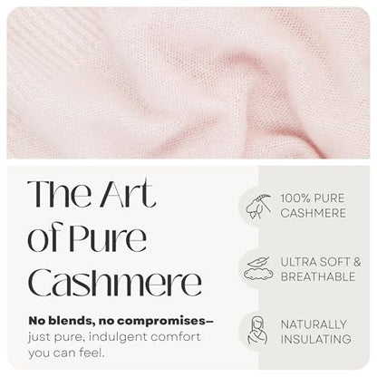 Velanio Cashmere 100% Cashmere Knitted Wrap Pashmina Shawl Extra Large Scarf Stole for Women Travel - color: Pale Pink