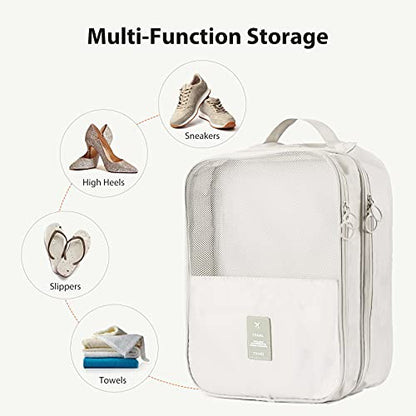 Shoe Bags for Travel,Shoe Bag Holds 3 Pair of Shoes,Shoe Storage Pouch for Travel and Daily Use,Shoe Organizer Travel Essentials for Packing in Suitcase,Waterproof - size: Pink Striped