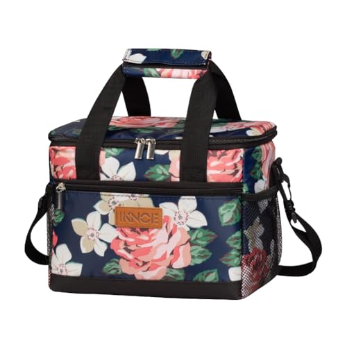 iknoe Insulated Lunch Bag, Foldable 8.5L Cooler Bag for Men & Women, Leakproof Thermal Design, Great for Office, Picnic, Travel, Lunch Box,Flower - color: Flower, size: Medium