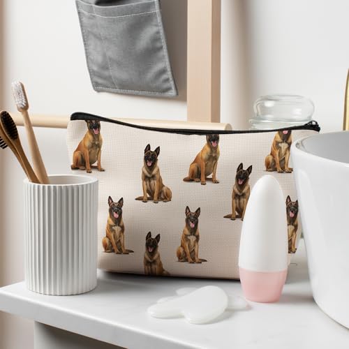 Belgian Malinois Dog Makeup Bag, Belgian Malinois Lovers Gifts Cosmetic Bag for Women, Dog Mom Lovers Owner Gifts for Women Christmas, Pet Lover Gift Zipper Travel Makeup Pouch for Purse - color: belgian malinois