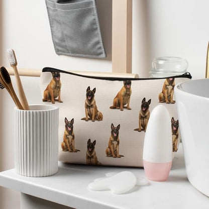 Belgian Malinois Dog Makeup Bag, Belgian Malinois Lovers Gifts Cosmetic Bag for Women, Dog Mom Lovers Owner Gifts for Women Christmas, Pet Lover Gift Zipper Travel Makeup Pouch for Purse - color: belgian malinois