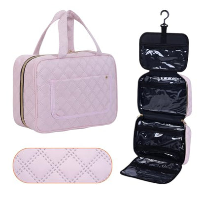 Hanging Toiletry Bag for Women Cosmetic Toiletries Travel Bag, Pink - color: Pink