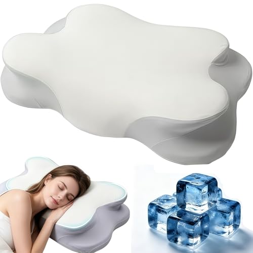 Mellow Cloud Pillow, Ergonomic Memory Foam Cloud Align Pillow for Neck Support, Mellow Sleep for Side, Back, and Stom (White) - color: White