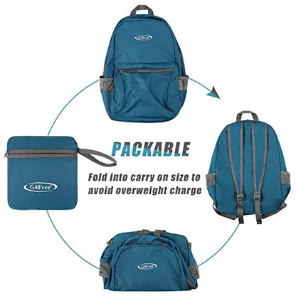 G4Free 20L Lightweight Packable Backpack Travel Hiking Daypack Foldable Backpack for Men Women - color: Medium Blue