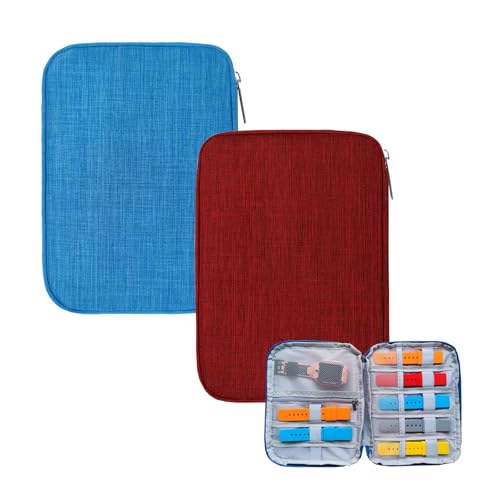 2Pack Watch Bands Storage Organizer Fits Most Sizes Travel Organizer Bag for Watch Bands and Accessories(red+blue)