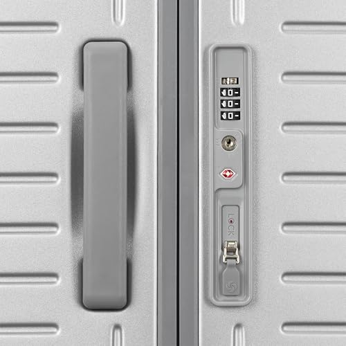 Framelock Max 29” Large Checked Hardshell Zipperless Luggage - Highly Secure Integrated Eazylock™ Mechanism - RightHeight™ Adjustable Handle - 360° Spinner Wheels - Airline Approved - Glacial Silver - color: Silver, size: Large Spinner