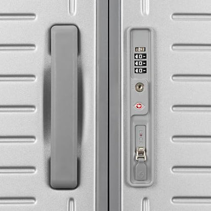 Framelock Max 29” Large Checked Hardshell Zipperless Luggage - Highly Secure Integrated Eazylock™ Mechanism - RightHeight™ Adjustable Handle - 360° Spinner Wheels - Airline Approved - Glacial Silver - color: Silver, size: Large Spinner