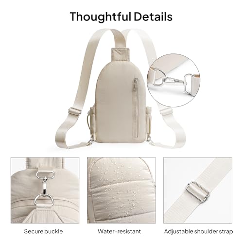 TOPEAST Sling Bag for Women, Anti-Theft Crossbody Bag with RFID Blocking & Water Bottle Holder for Travel, Water-resistant - color: Beige