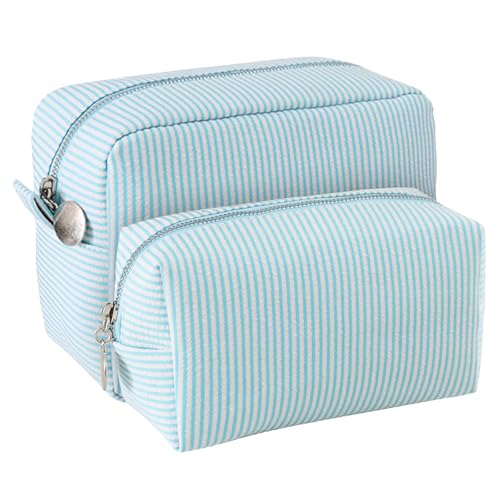 2pcs Makeup Bag Travel Toiletry Bag for Women Lightweight Make Up Bag Purse Organizer Pouches Large Cosmetic Bag Small Makeup Pouch Medicine Bag Travel Essentials for Women Lake Blue - color: lake blue