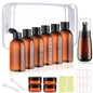 Travel Kit - 10 Pcs Travel Bottles for Toiletries, TSA Approved, Leak Proof Plastic Small Cream Jars & Refillable Spray Bottle for Shampoo, Conditioner (Brown) - color: A-Brown