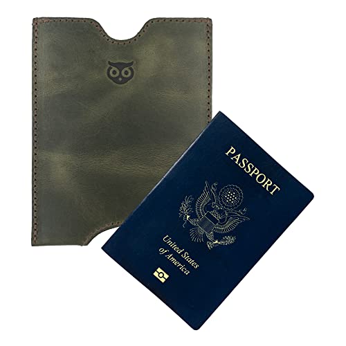Hide & Drink, Travel Passport Pocket Sleeve Handmade from Full Grain Leather - Dark Jade - color: Dark Jade
