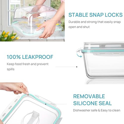 Vtopmart 6.5L/ 220oz/ 27.5cup Extra Large Glass Food Storage Containers with Snap Airtight Lids for Roasting Turkey, Chicken, Baking Casserole, Fruits, Party, BPA Free, Oven Safe, Freezer, Dishwasher - size: 1pack 220oz