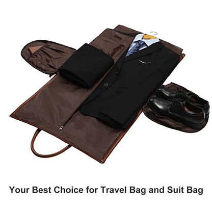 Leather Garment Bag for Travel, Modoker Carry On Travel Bag with Shoulder Strap - Ideal for Business Trips and Weekend Getaways - The Garment Duffel Bag for Traveling Men Women, Light Brown - color: C-Brown