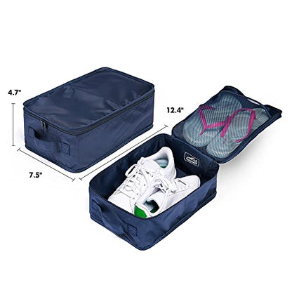 Travel Shoe Bags, Foldable Waterproof Shoe Pouches Organizer-Double Layer (6 Navy Shoe Bags) - color: Navy, size: 6 Packs