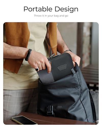 BAGSMART Electronics Travel Organizer Case for 10.2 Inch Tablets, Tech Pouch Essentials for Power Bank, SD Cards, Cord and Cable Storage Bag, Black