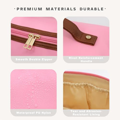 Travel Makeup Bag – Large Cosmetic Organizer with Waterproof Nylon, Smooth Double Zipper & Tear-Resistant Lining, Toiletry Pouch for Women (Pink) - color: 05-Pink