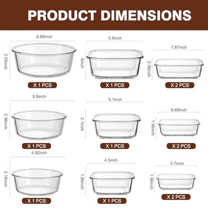 Liuruiyu 12 Pack Glass Food Storage Containers with Lids, Meal Prep Containers, Airtight Bento Boxes with Leak Proof Locking for Microwave, Oven, Freezer and Dishwasher, BPA Free - color: 12 Pack-(10.5-51.1oz)