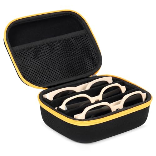 Hard Shell Sunglass Travel Organizer Glasses Case, Eyeglass Storage Box for Multiple Glasses with Adjustable Slots - color: Black, style: 3 Slots