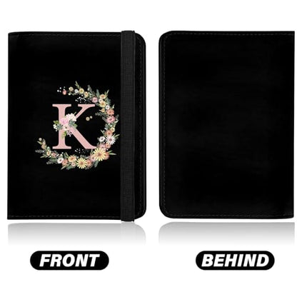 Cute Passport Holder and Holder Combo Passport Cover with RFID Blocking Women Men Compatible Wallet Credit Card Protector (Initial Monogram-K) - color: Black-K