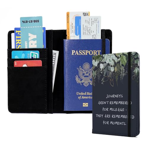 Passport Book Holder Passport Wallet for Children Passport Holder for Kid Passport Cover for Boy and Girl Passport Case Passport Books Holder 1 PCS Mother's Day (6x4IN) - color: Black Leaves-1pcs