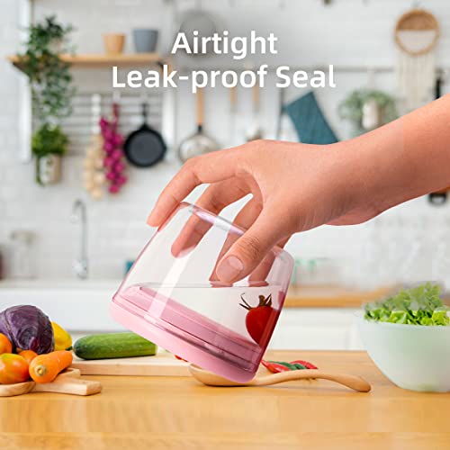 Ankou 400ml Meal Prep Container Set of 4 Pink Tritan Plastic Food Storage Containers with Lids, Airtight Leakproof Pop Top Lid Bowl for Breakfast Leftovers - color: 400ml*4 Pink