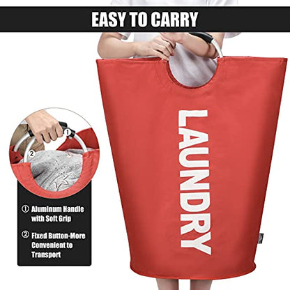 DOKEHOM 82L Large Laundry Basket, Collapsible Laundry Bag, Freestanding Tall Clothes Hamper, Foldable Washing Bin (Red) - color: Red, size: 82L