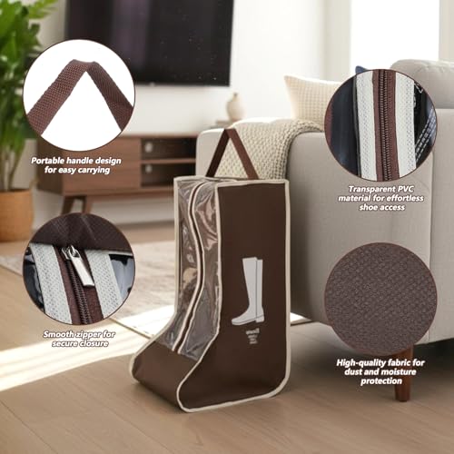 2 Pack Boot Storage Bag, Tall Boots Storage/Protector Bag, Portable Dust Proof Boot Bags for Cowboy Boots, Shoe Cover Protector Carry Bags with Handle for Organizer Packing Travel and Daily Use