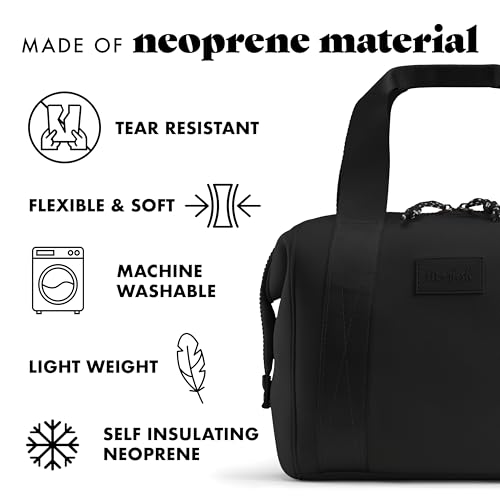 Fit & Fresh Remi Lunch Bag for Women Work – Neoprene Lunch Tote with Containers & Ice Pack, Reusable Meal Prep Lunch Box, Large Capacity, Machine Washable, Black - color: Black