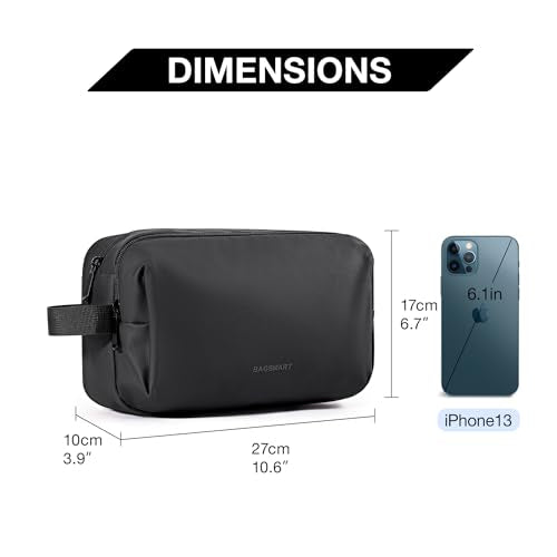 BAGSMART Toiletry Bag for Men, Travel Toiletry Organizer Dopp Kit Water-resistant Shaving Bag for Toiletries Accessories, Door Room Essentials,Black-basic - color: Black-basic, size: Medium