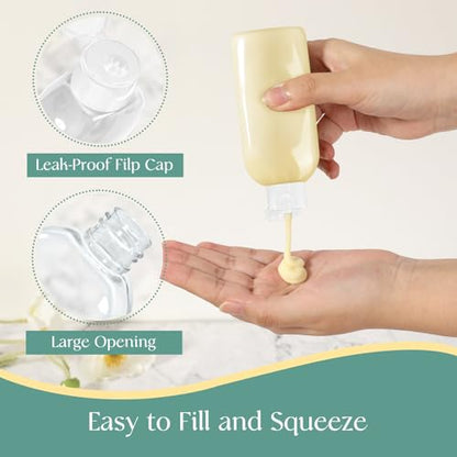 Travel Shampoo Bottles 5 pcs 3.4oz TSA Approved Travel Bottles for Toiletries Travel Size Bottles Leak Proof Empty Lotion Containers with Flip Cap Small Plastic Squeeze Bottlesp-Clear - color: Clear