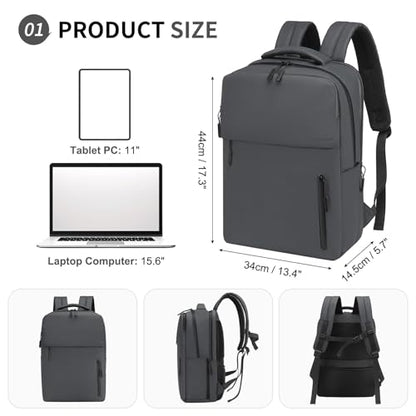 Lightweight Commute Backpack for Men & Women, Water-Resistant Travel Daypack with 15.6-Inch Laptop Compartment & Anti-Theft Pockets, Charcoal Gray - color: Charcoal Gray