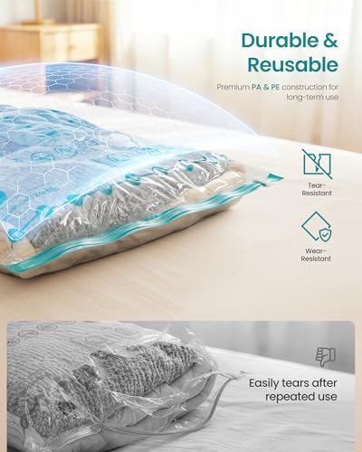 SONGMICS Vacuum Storage Bags, Rechargeable Portable Electric Pump, Space Saver Vacuum Seal Suction Bags for Clothing Travel Bedding, Reusable, 9 Pack, 3S/3M/3L, Transparent ULVB201W101 - style: 3S+3M+3L+USB Pump