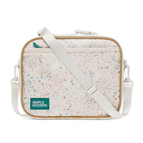 Simple Modern Hadley Lunch Box with Shoulder Strap | Kids & Adults | Insulated Bag with Pockets for Women, Men, Girls, Boys - color: Pattern: Cream Terrazzo