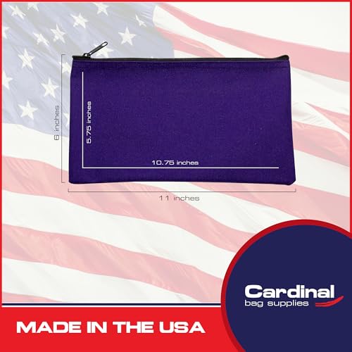 Multipack of 2 Compact Zipper Cloth Pouches, Zipper Bag, Travel Toiletry, Cosmetics, Stationary Case, 11 x 6 inches (Purple) - color: Purple