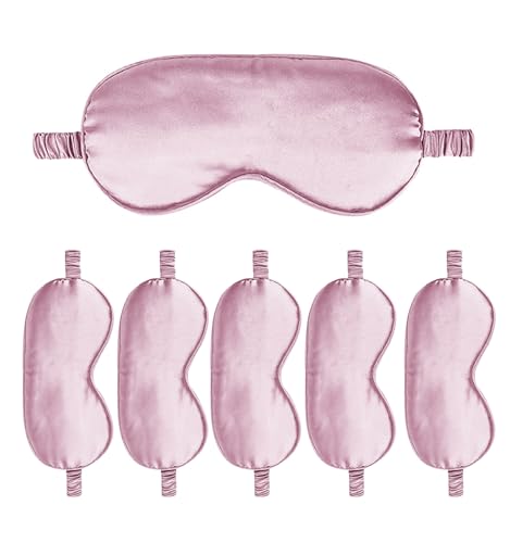 6PACK Silk Sleep Mask Satin Eye Masks Blackout Silky Eyeshade Cover Soft Blindfold Eyeshades for Women Sleeping Travel Gift - color: Mauve
