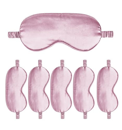 6PACK Silk Sleep Mask Satin Eye Masks Blackout Silky Eyeshade Cover Soft Blindfold Eyeshades for Women Sleeping Travel Gift - color: Mauve