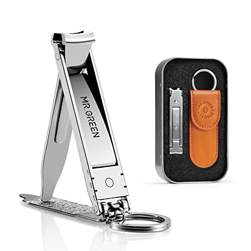MR.GREEN Collapsible Nail Clippers Small and Thin Portable Travel Nail Scissors Cutter Stainless Steel Manicure Tools with Nail Files (Orange Leather Case+ Iron Box) Multicoloured - size: Orange Leather Case + Iron Box