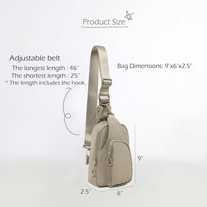 ODODOS Sling Bag with Adjustable Straps Crossbody Chest Bag Lightweight Backpack for Casual Traveling Hiking - color: Taupe