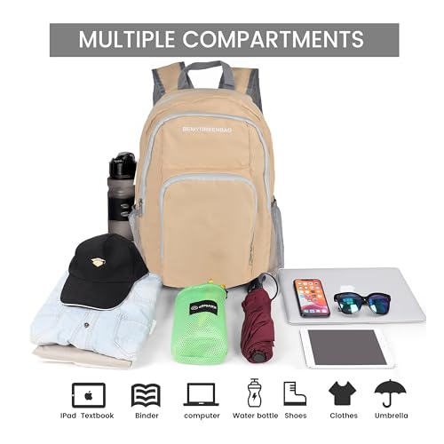 35L Foldable Waterproof Backpack For Outdoor Sports Travel Inside Wet Clothes Compartment Packable For Multiple - color: 3brown