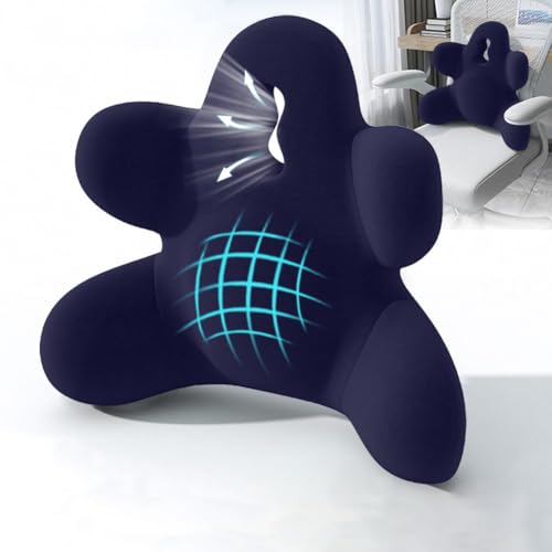 Lumbar Support Pillow for Office Chair, Back Pillow Lumbar Support for Car, Chair, Sofa - Improve Lower Back Pain Relief & Sitting Posture, Memory Foam Back Cushion for Long Sitting (Navy blue) - color: A-navy Blue