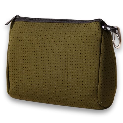 POPUPS Large Makeup Bag with Zipper, Safari - Waterproof Neoprene Cosmetic Bag 7.7 x 10.75 x 5 inches - color: Basic Safari