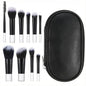 10 Pcs Mini Travel Makeup Brushes Set with Pouch, Short Handle Makeup Brushes for Women Girls Portable Full Complete Function Cosmetic Kit Brush Blush Powder Eye Shadow Black - color: Black