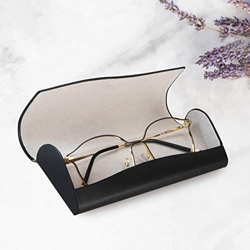 LifeArt Eyeglass Case Hard Shell, Portable Sunglass Case, Fashionable PU Leather Eyeglass Case, Lightweight - color: C_636_black