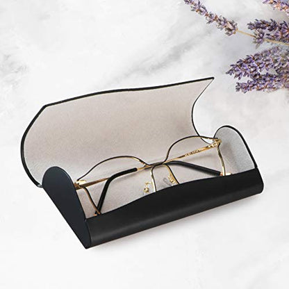 LifeArt Eyeglass Case Hard Shell, Portable Sunglass Case, Fashionable PU Leather Eyeglass Case, Lightweight - color: C_636_black