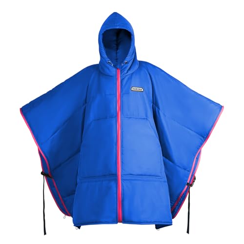 Camping Shawl Blanket, Large Wearable Blanket, 75x55 Inch Cape Windproof Waterproof Portable Warm for Outdoor, Sports, Travel, Car - color: Blue