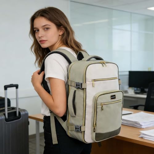 Travel Laptop Backpacks, 30L Carry On Backpack with 3 Packing Cubes, Travel Backpack for Women Airline Approved, Overnight Weekender Backpacks (Green) - color: Green