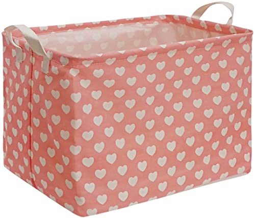 MAIZMZ Girls Storage Basket Pink Valentine's Day Gifts Basket Waterproof Organizer Nursery Bins Toy Box for Organizing Home/Dorm/Kitchen/Pet/Office/Closet/Shelf/Room Decor - color: Pink heart