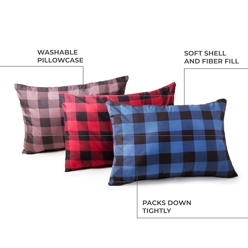 Teton Sports Camp Pillow; Great for Travel, Camping and Backpacking; Washable, Blue Plaid - color: Blue Plaid