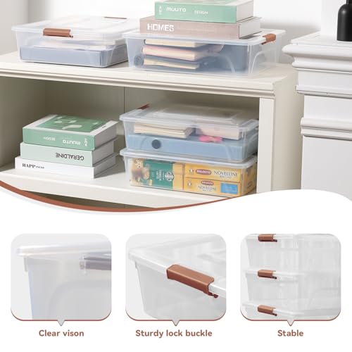 Clear Plastic Storage Bins with Lids Stackable Storage Box for Crafts, Supplies (Large 4Pack Brown) - size: Large 4Pack Brown